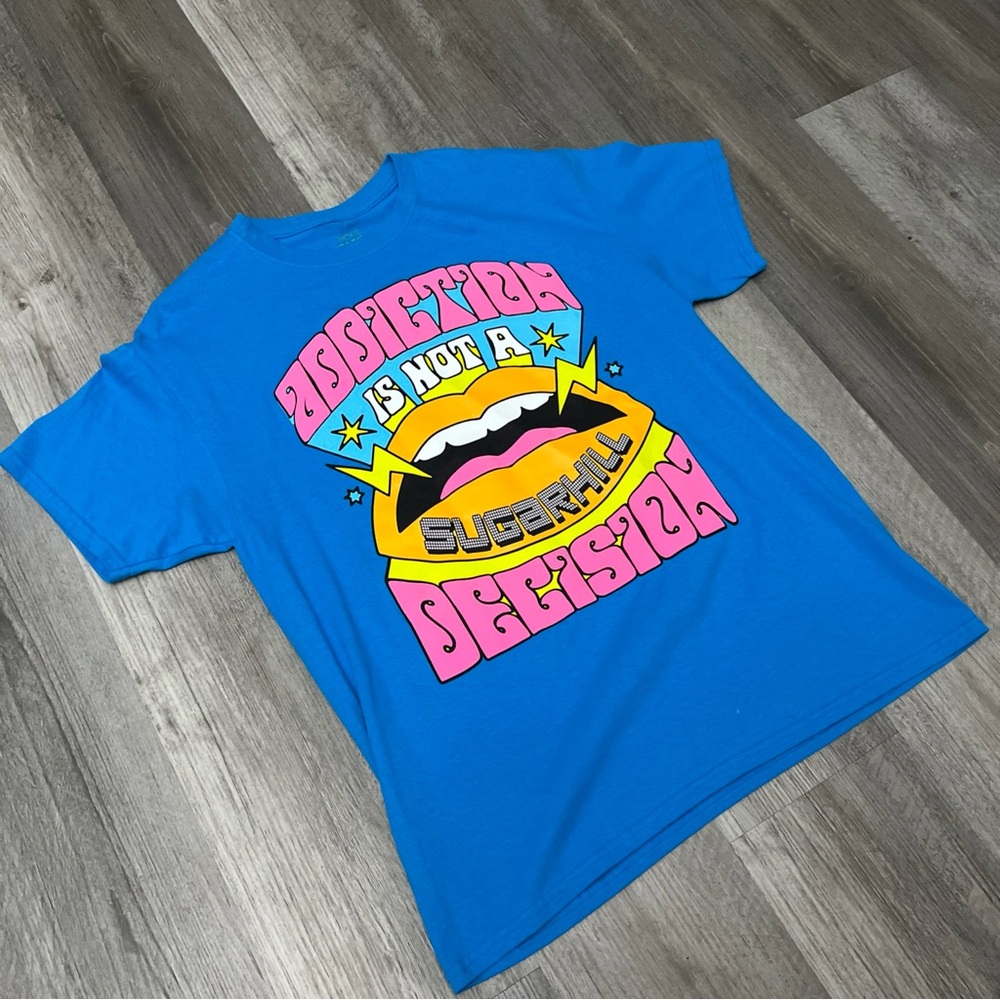 Blue Graphic Tee - Addiction is Not a Decision